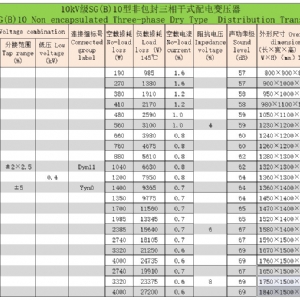 H级非包封三相干式配电变压器