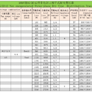 H级非包封三相干式配电变压器