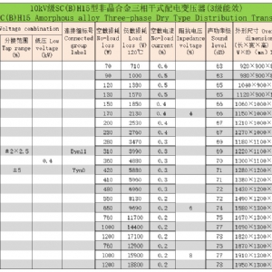 环氧树脂浇注非晶合金三相干式配电变压器