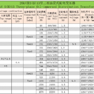 20kV级S(B)系列三相油浸式配电变压器