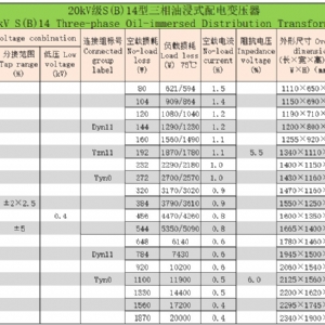 20kV级S(B)系列三相油浸式配电变压器